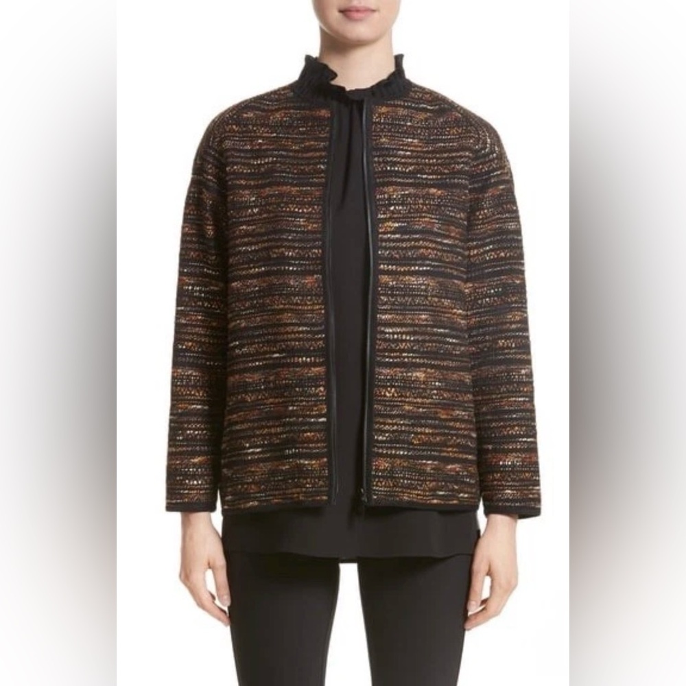 NWOT Lafayette 148 New York Alexa Zip Front Textured Blazer, Large